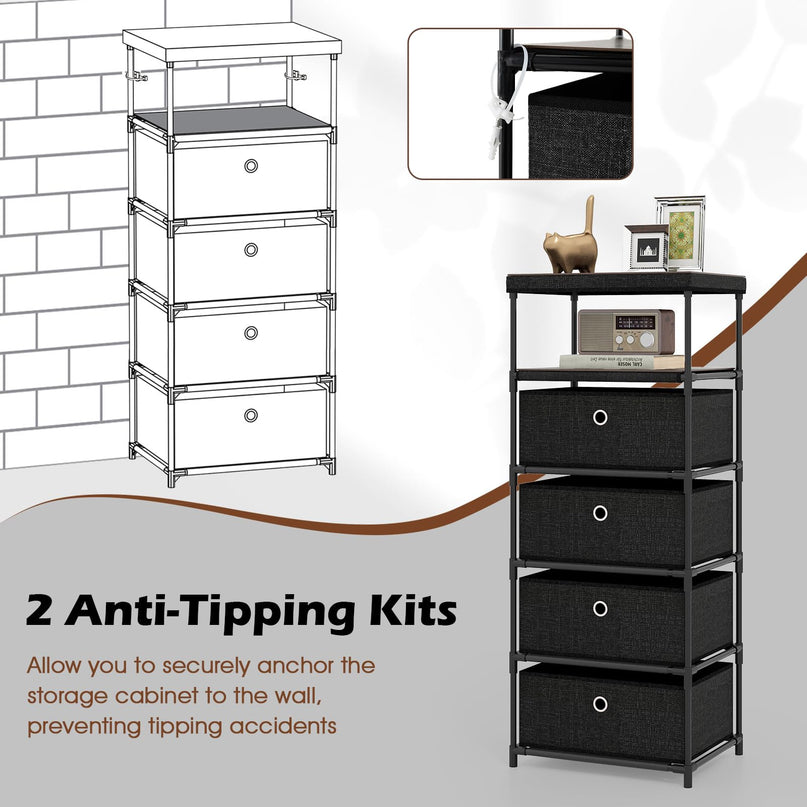 Giantex 4-Drawer Storage Cabinet Slim Storage Organizer