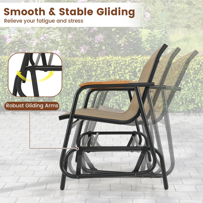 Giantex 2-Person Swing Gliding Loveseat with Curved Teak Armrests