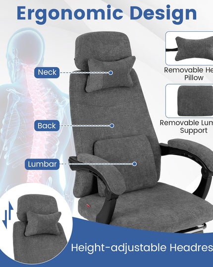 Giantex Reclining Office Chair with Padded Linkage Armrests