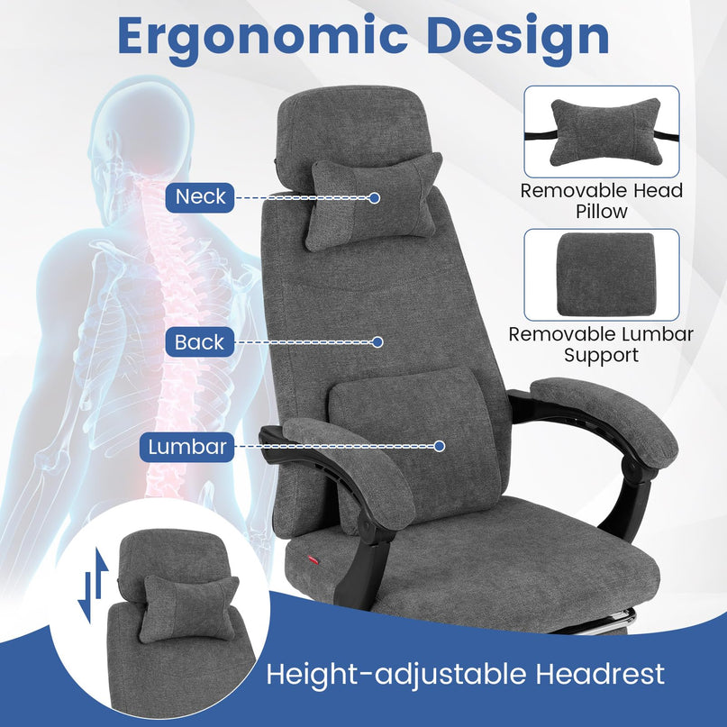 Giantex Reclining Office Chair with Padded Linkage Armrests