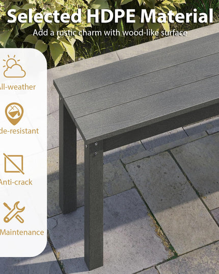 Giantex 55" HDPE Outdoor Bench 2-3 People Weatherproof Backless Patio Garden Benc