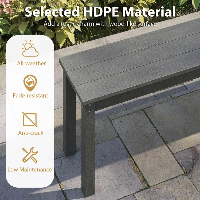 Giantex 55" HDPE Outdoor Bench 2-3 People Weatherproof Backless Patio Garden Benc