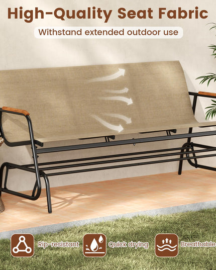 Giantex 3-Person Swing Gliding Loveseat with Curved Teak Armrests