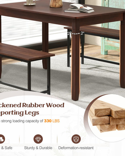 Giantex Dining Table for 4 People, 48” x 29” Kitchen Table with Wood Legs, Rectangular Dinner Table for Small Space