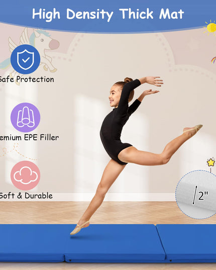Giantex 6'x 2' Gymnastics Mat, 2" Thick Folding Tumbling Mat with Hook and Loop Fastener