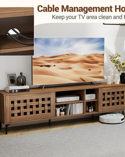 Grand meuble TV Giantex avec rangement | Meuble TV moderne pour téléviseur de 60 à 80 pouces