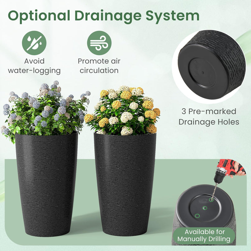 Giantex 21” Tall Plastic Planters Set of 2 for Front Porch Home Garden