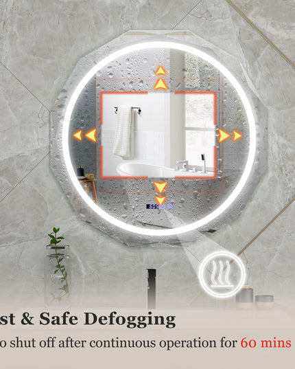 LED Bathroom Mirror, Lighted Beveled Edge Vanity Mirror Wall Mounted