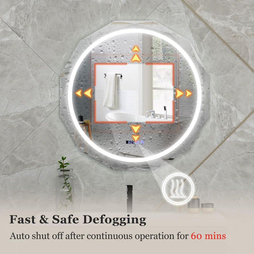 LED Bathroom Mirror, Lighted Beveled Edge Vanity Mirror Wall Mounted