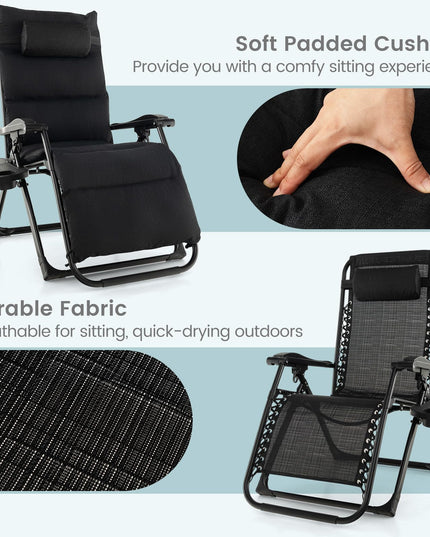 Giantex Zero Gravity Chair with Patio Cushions, Adjustable Folding Reclining Lounge Chair