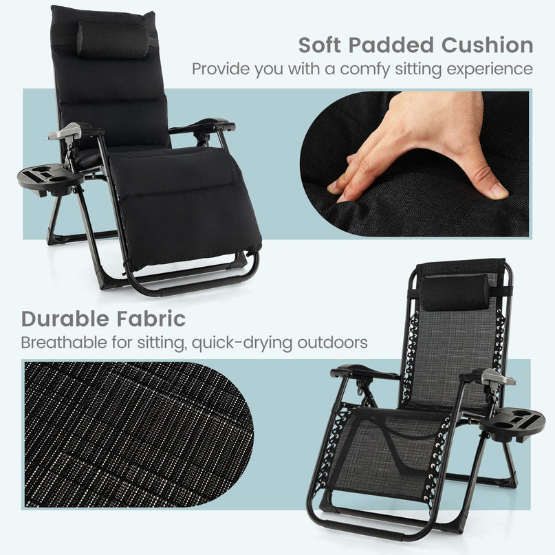 Giantex Zero Gravity Chair with Patio Cushions, Adjustable Folding Reclining Lounge Chair