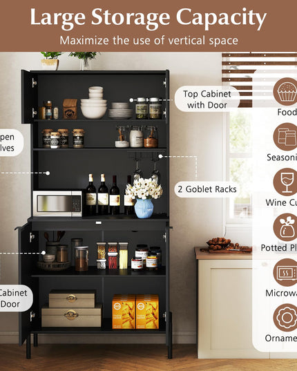 Giantex Meuble de cuisine garde-manger 64,5" avec station de charge