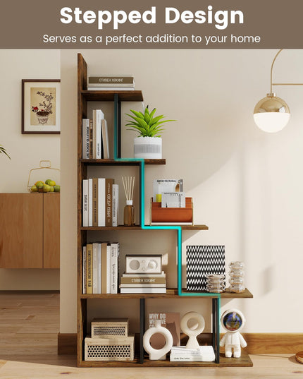 Giantex 62" Tall Ladder Corner Bookcase | Stable Metal Support