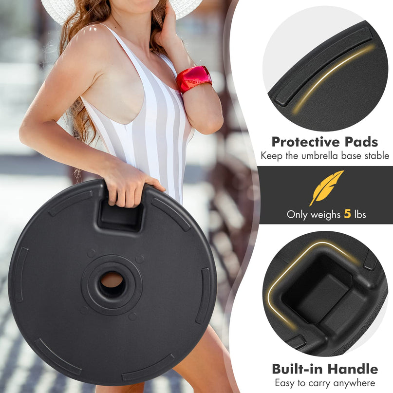Giantex Umbrella Base Stand, Sand Water Filled Umbrella Holder for 1.5''-1.9'' Umbrella Poles, Build-in Handle
