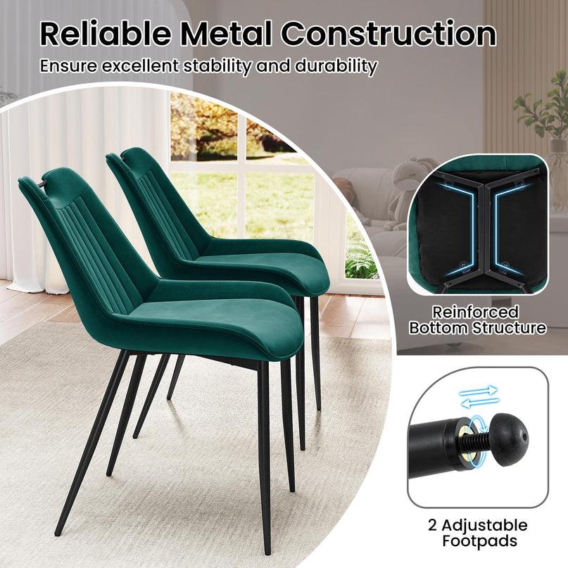 Giantex Dining Chair Set of 4 with Metal Legs for Living Room