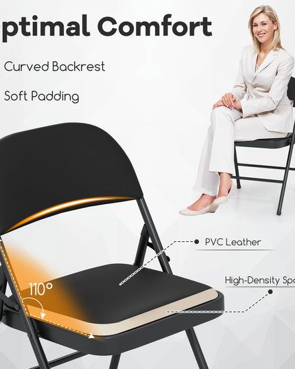 Giantex Folding Chair with Metal Frame for Indoor Outdoor Events