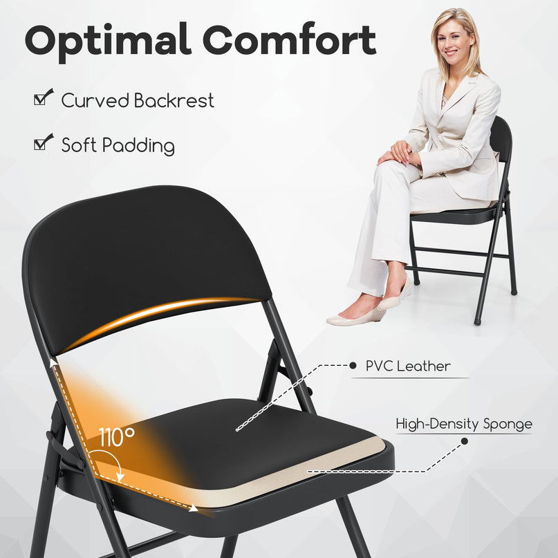 Giantex Folding Chair with Metal Frame for Indoor Outdoor Events