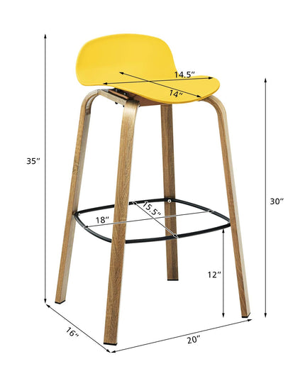 Giantex 30-Inch Modern Minimalist Bar Chairs with Footrest, Low Backrest and Metal Legs, Nordic Style High Stools
