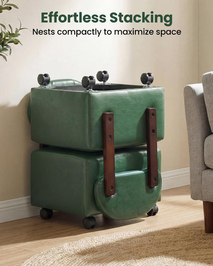 Giantex Small Modern Square Rolling Footrest Stools Set of 2