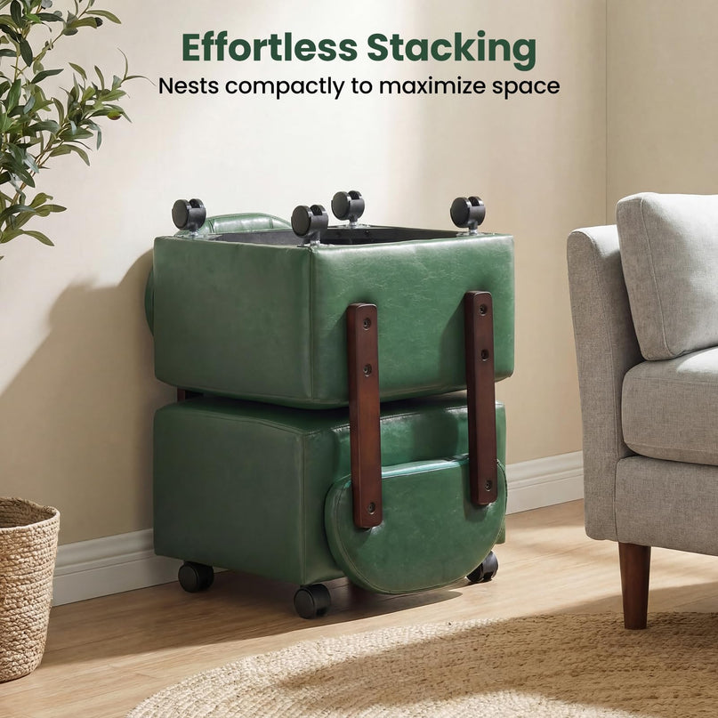 Giantex Small Modern Square Rolling Footrest Stools Set of 2