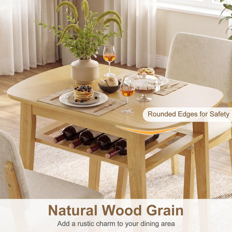 Giantex Dining Table Set for 2 | Space Saving Kitchen Table and Chairs Set w/Rubber Wood Frame