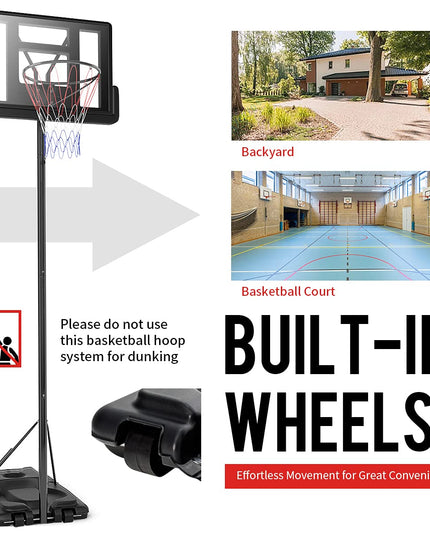 Giantex Portable Basketball Hoop, Height Adjustable 8.5-10 Ft with 39 Inch Backboard, Sandbag
