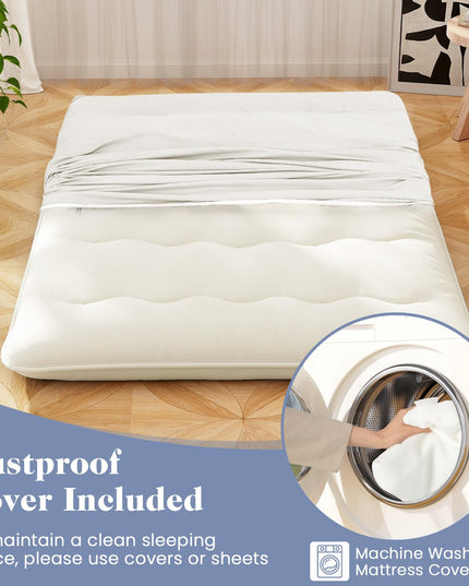 Giantex Japanese Floor Mattress Futon Mattress, Roll Up Mattress Tatami Mat with Washable Cover and Carry Bag