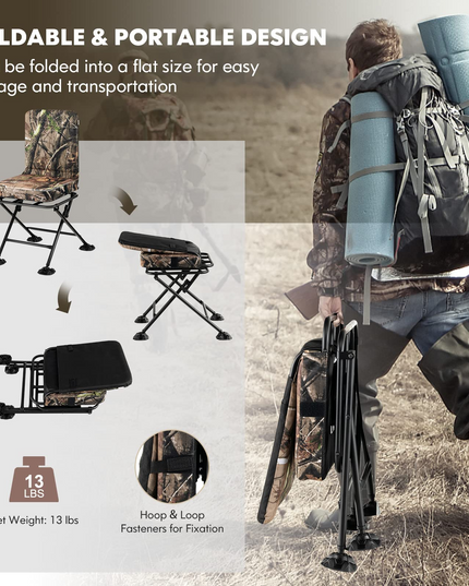Giantex Hunting Chairs for Blinds - 360° Swivel Silent Hunter Chair