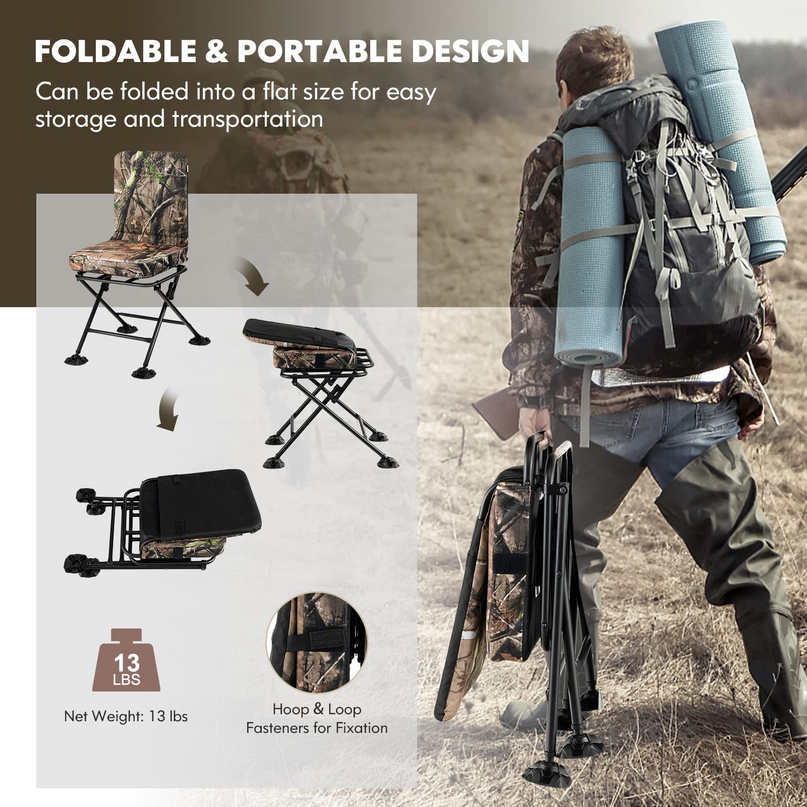 Giantex Hunting Chairs for Blinds - 360° Swivel Silent Hunter Chair