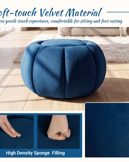 GIANTEX Pumpkin Shaped Round Ottoman Coffee Table with Storage & Removable Lid