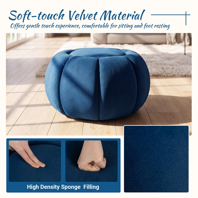 GIANTEX Pumpkin Shaped Round Ottoman Coffee Table with Storage & Removable Lid