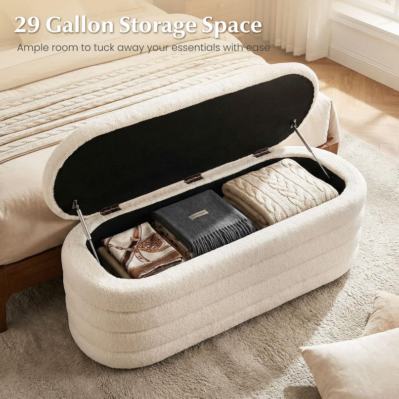 Giantex Upholstered Storage Ottoman Bench with 2 Safety Gas Struts Load 660 Lbs