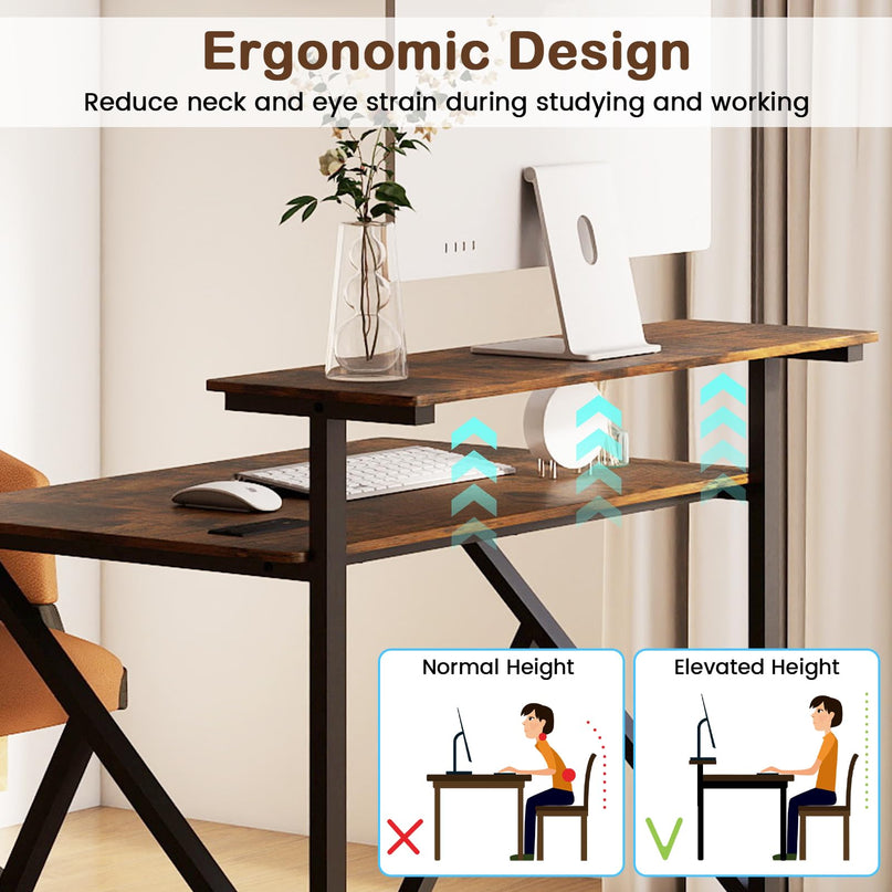 Giantex Rolling Small Desk with Storage Compact Computer Desk