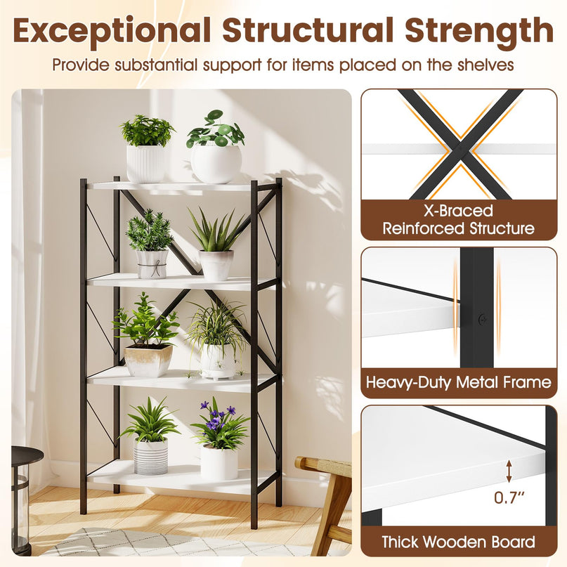 Giantex 3/4 Tier Bookshelf with Heavy-Duty Metal Frame
