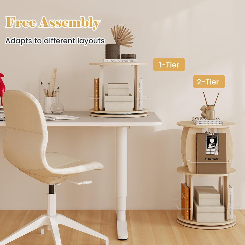 GIANTEX 2/4-Tier 360° Rotating Round Bookshelf Tower