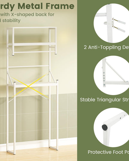 Giantex Étagère de Rangement 3 Niveaux au-dessus des Toilettes 162 cm de Haut Autoportante Gain de Place