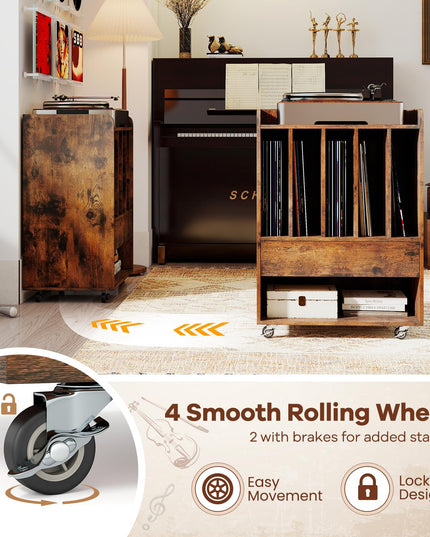 Giantex Record Player Stand Rolling Turntable Stand