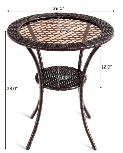 Giantex Round Rattan Wicker Coffee Table Glass Top Steel Frame Patio Furni (Round)