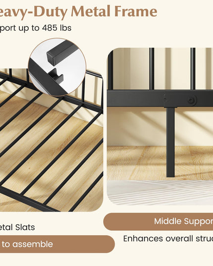 Giantex Metal Twin Daybed with Stylish Headboard & 12 Metal Slats Support for Living Room