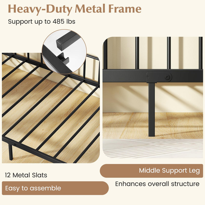 Giantex Metal Twin Daybed with Stylish Headboard & 12 Metal Slats Support for Living Room