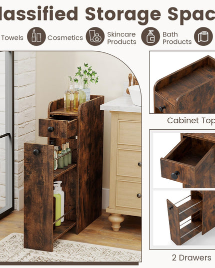 Giantex Slim Bathroom Storage Cabinet Space-Saving Toilet Side Cabinet
