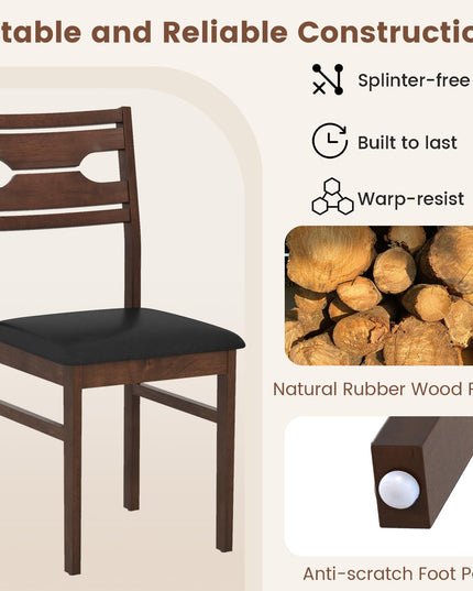 Giantex Wooden Dining Chairs Set of 2/4 PU Leather Upholstered Kitchen Armless Chair