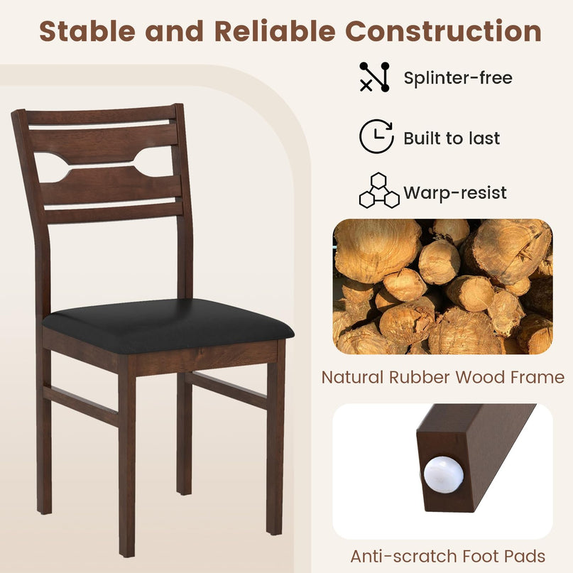 Giantex Wooden Dining Chairs Set of 2/4 PU Leather Upholstered Kitchen Armless Chair