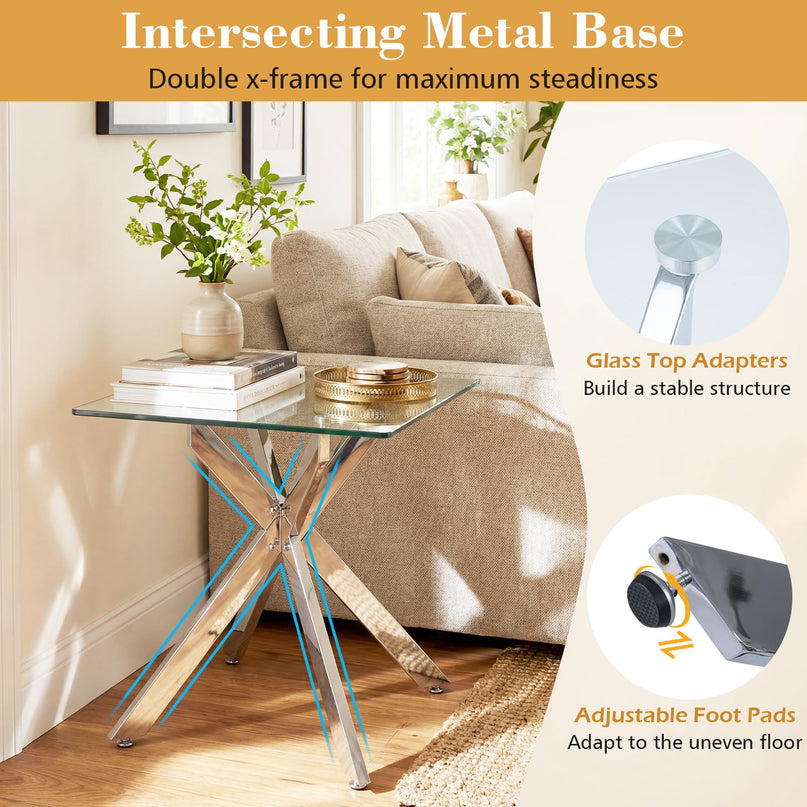 Giantex Table d'appoint carrée en verre pour canapé（1/2）