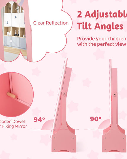 CHARMAID Kids Mirror Jewelry Cabinet - 45.5'' Full Length Mirror with Jewelry Storage