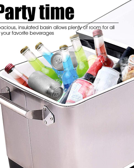 Giantex 80 Quart Patio Cooler Rolling Cooler Ice Chest with Shelf