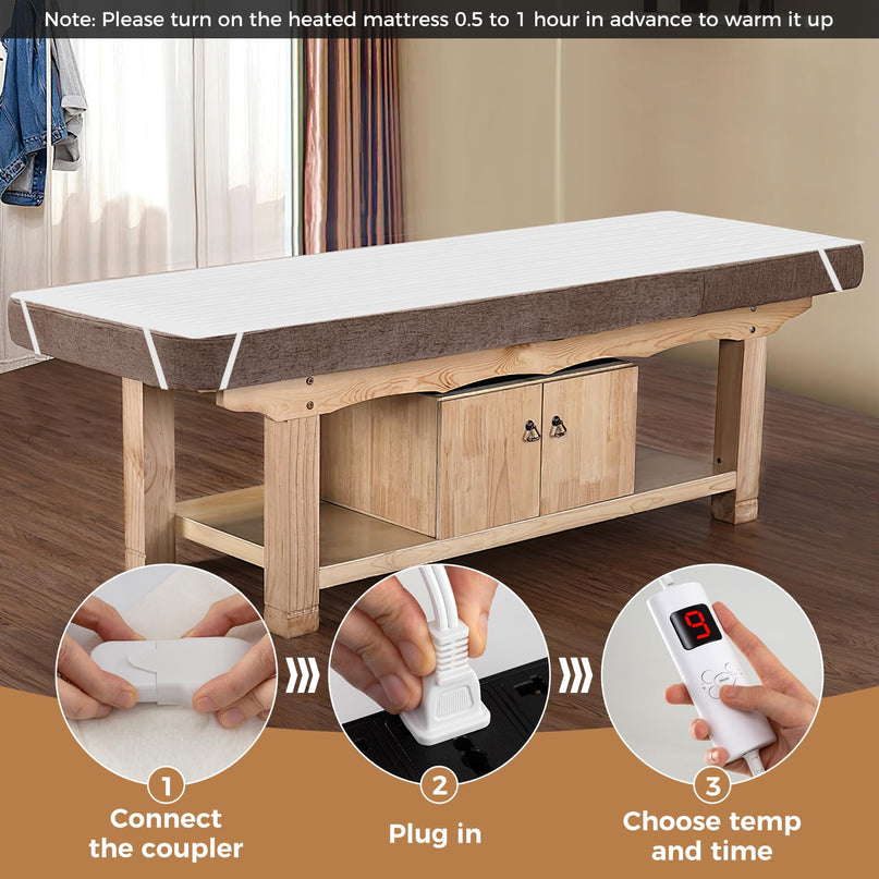 Giantex Heated Mattress Pad, 9 Heat Setting, 9-Hour Auto Off, Overheat Protection, White, Twin Size, 76” x 39”