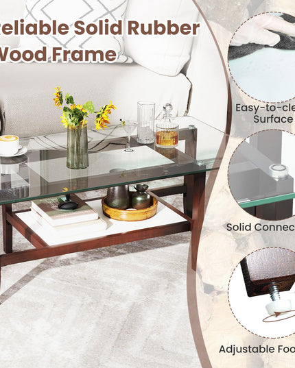 Giantex 42 Inch Glass Coffee Table