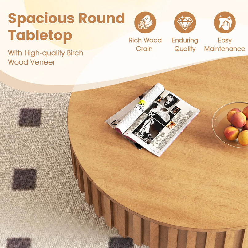 Table basse ronde Giantex avec rangement pour petits espaces de salon