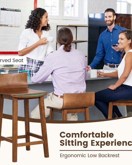 Giantex 2 or 4 Bar Stools Set with Low Back & Footrest